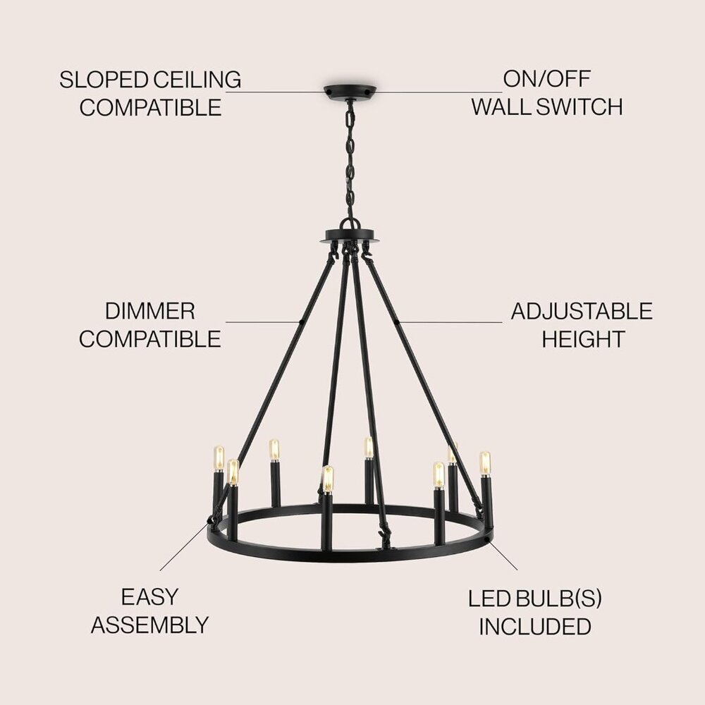 JONATHAN Y Oberto Ring Rustic Farmhouse LED Chandelier - oil rubbed bronze - Picture 2 of 5